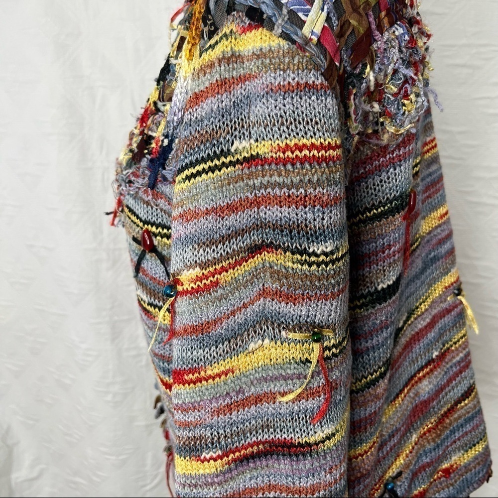 Sandy Starkman Women's  Multi Color Button Down Sweater Knitted Jacket - Picture 7 of 10